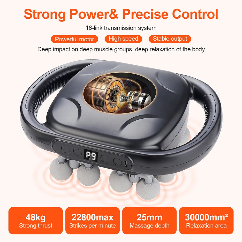 16-Head Fascia Massage Gun – High-Frequency