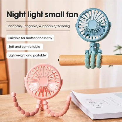 5-in-1 Stroller Fan – Mini Octopus, Quiet & Portable