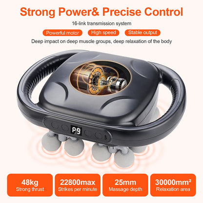 16-Head Fascia Massage Gun – High-Frequency