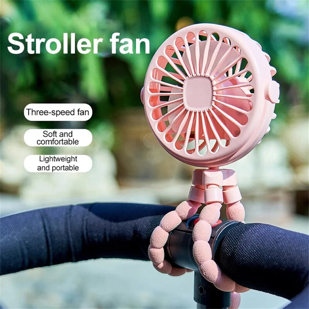 5-in-1 Stroller Fan – Mini Octopus, Quiet & Portable