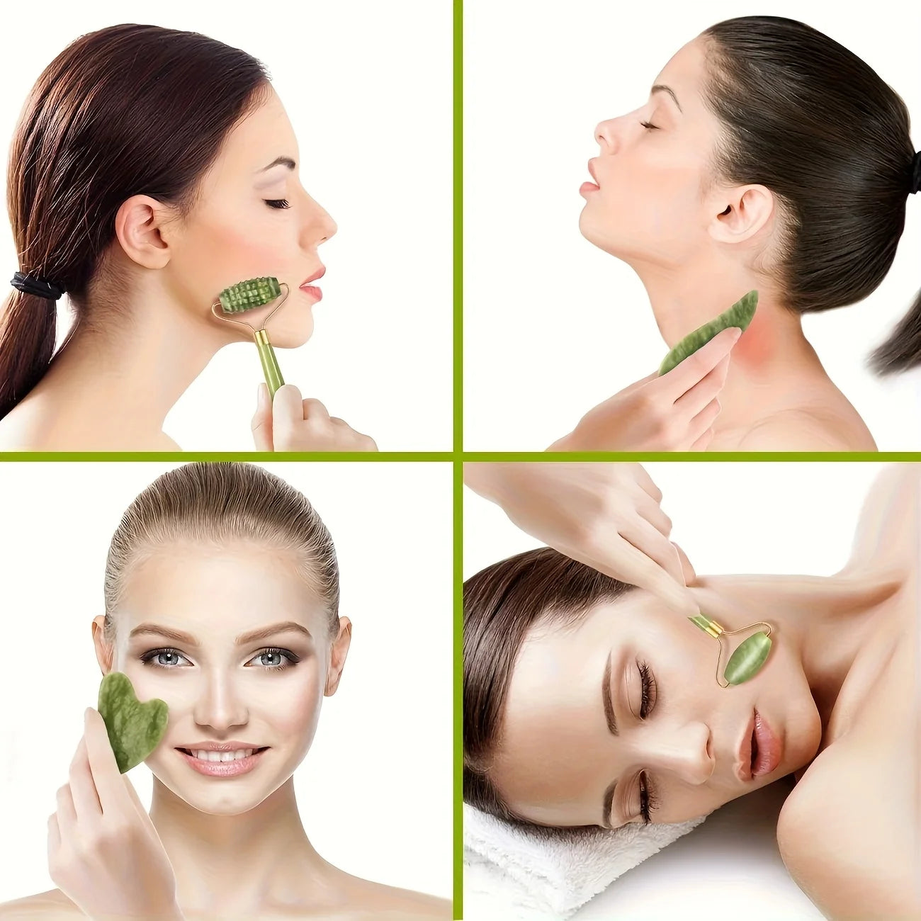 Jade Roller & Gua Sha Set (1/4 pcs) – Face & Neck Massage
