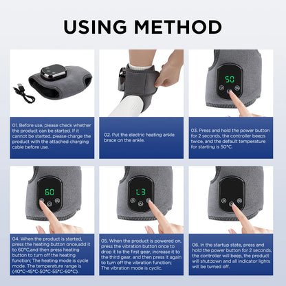 Heated Vibration Ankle Massager Wrap