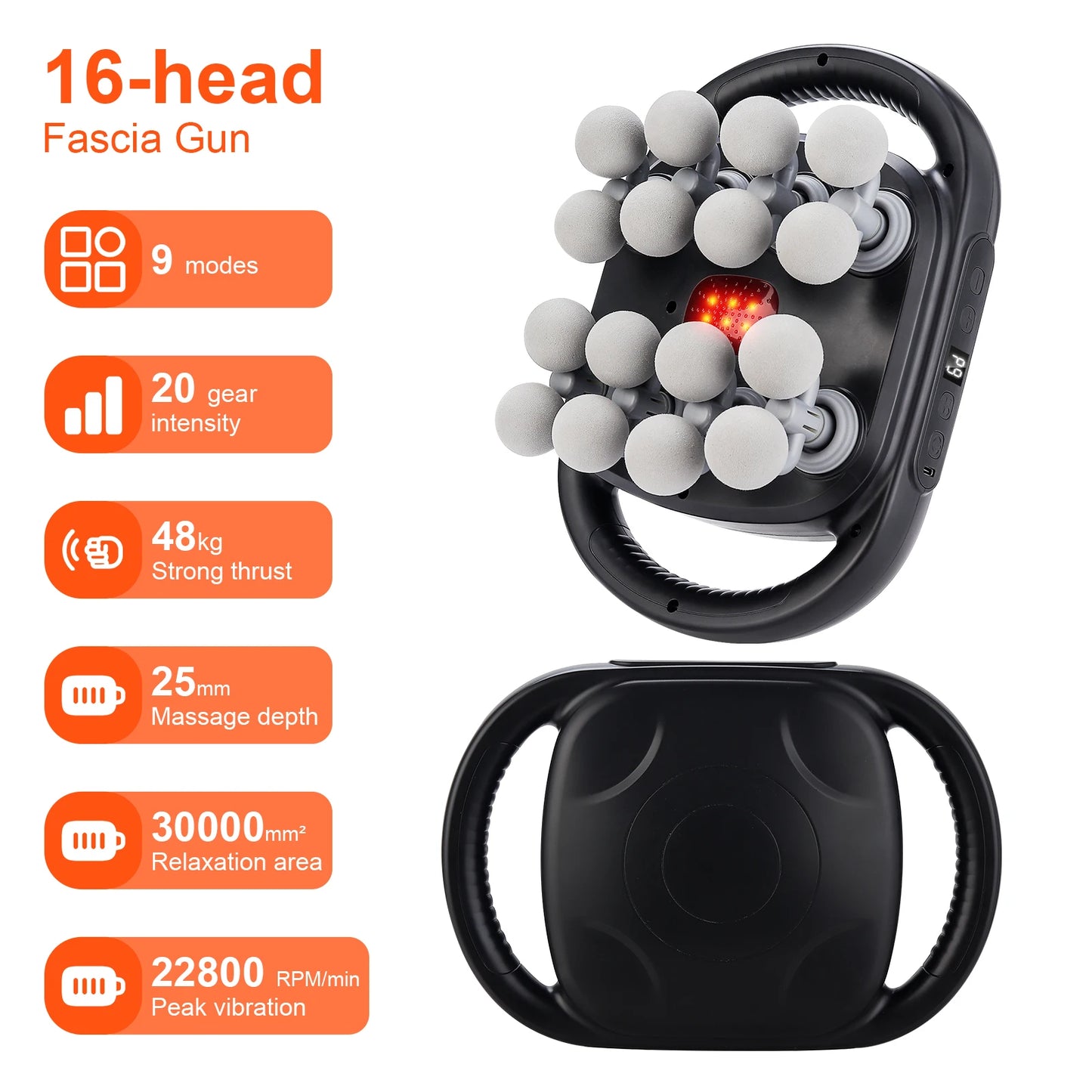 16-Head Fascia Massage Gun – High-Frequency