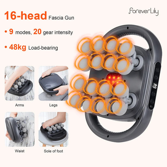 16-Head Fascia Massage Gun – High-Frequency