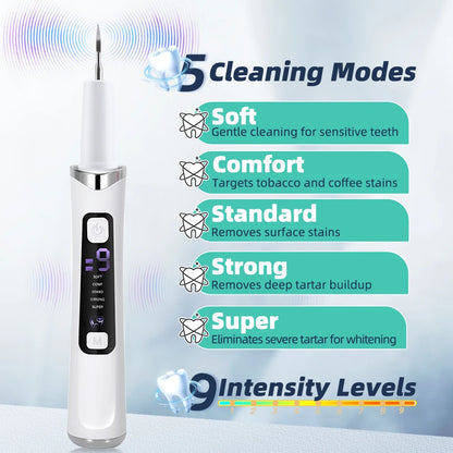 Ultrasonic Dental Scaler – 9 Levels, 5-LED Tartar Remover